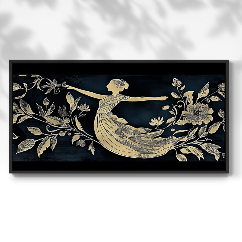 Paysage, série CLCL-XXVV, toile tendue avec châssis, prête à être accrochée, H 25 po x l 49 po, Noir