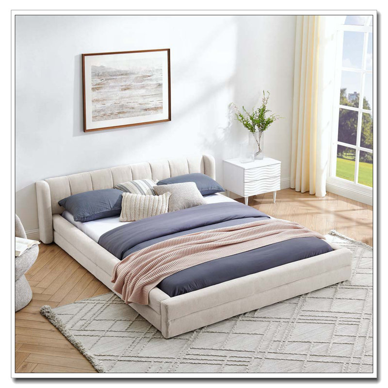 Structure de lit en chenille avec tissu épais, Beige