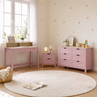 Abra 3-Piece Modern Bedroom Set (6-Drawer Dresser, 2-Drawer Nightstand & Storage Writing Desk)