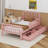 Twin Size Wood Platform Bed with Guardrails On Both Sides And Two Drawers-101489729