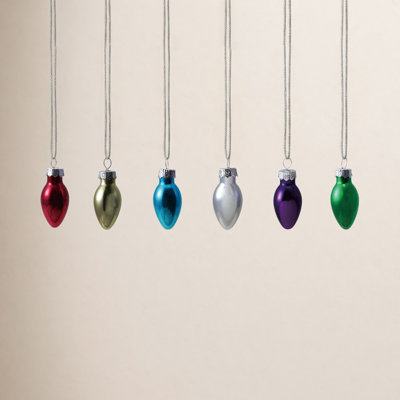 6-Piece Blown Glass Christmas Tree Light Bulb Wine Charm