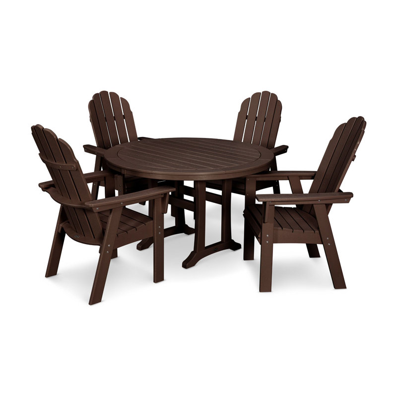 Ensemble repas 5 pièces POLYWOOD Vineyard Curveback Adirondack, Acajou