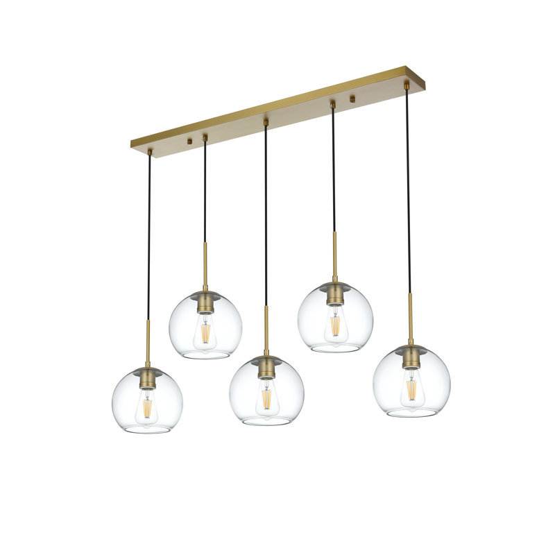 Snead Light Globe Cluster Pendant, Clear, Gold, 5