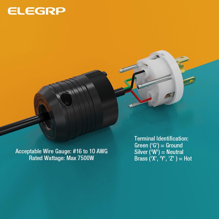 ELEGRP 30 Amp 250-Volt NEMA L6-30R Locking Connector, Industrial