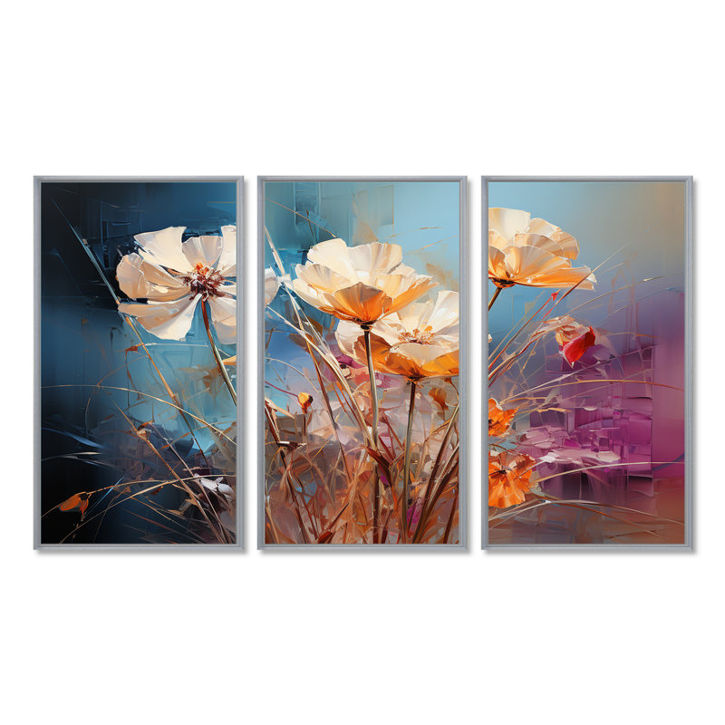 Ensemble de salon Weedman - Poppy Wall Art, H 40 po x l 60 po x P 1 po, Encadrement argenté