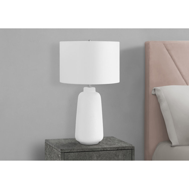 Lighting, H 26 po, lampe de table, céramique crème, abat-jour ivoire / crème, moderne