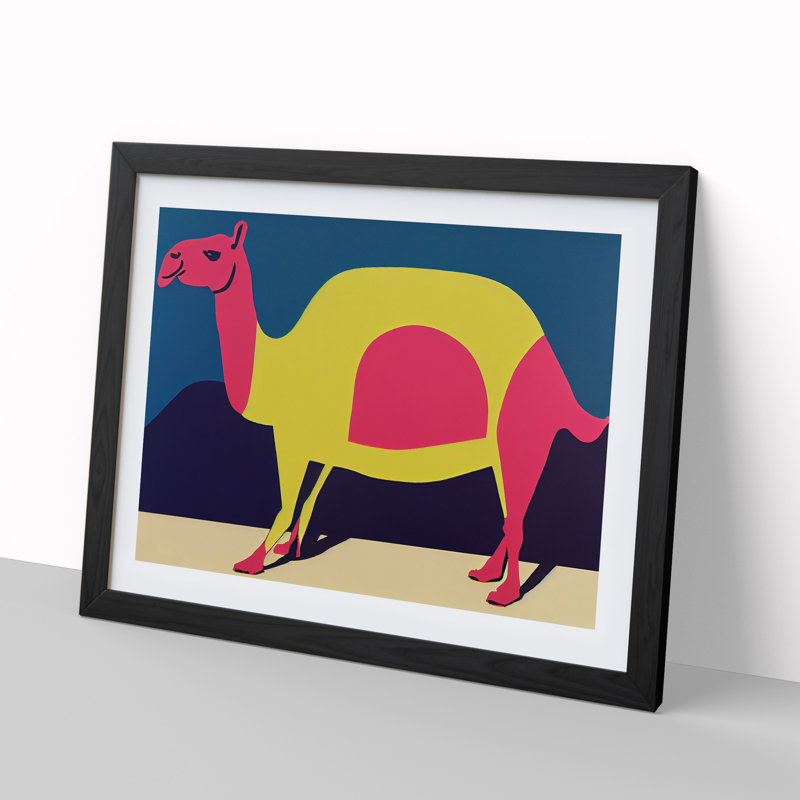 Abstract Camel - Single Picture Frame Print, Black, 46cm H x 64cm W x 2cm D