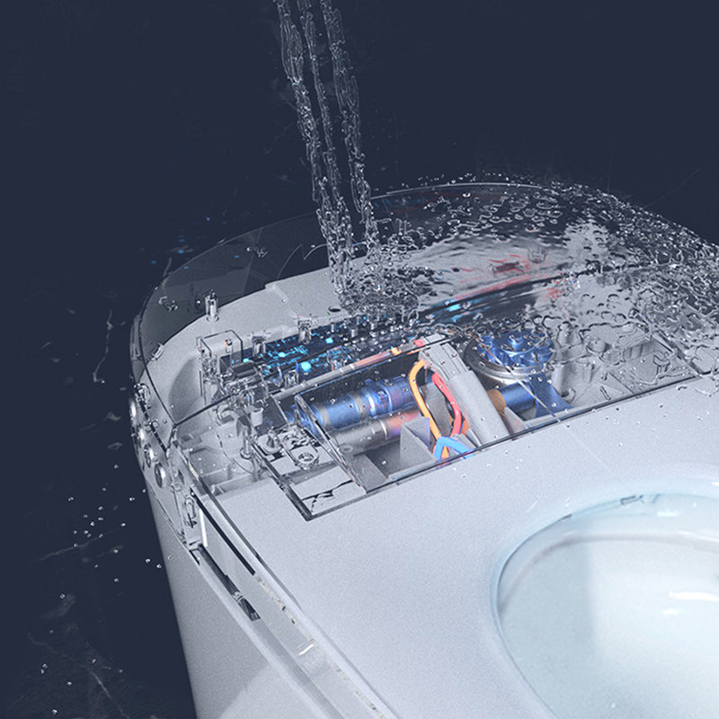 Toilet With Heated Seat - 1/1.28 Dual Flush, Foot Sensor, Night , Construction Sensor Knob Control, Compact Design