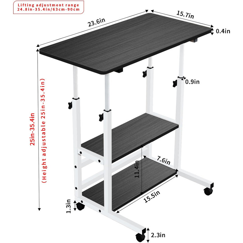 Meirion Computer Desk, Black/White, 25" H x 23.6" W x 15.7" D