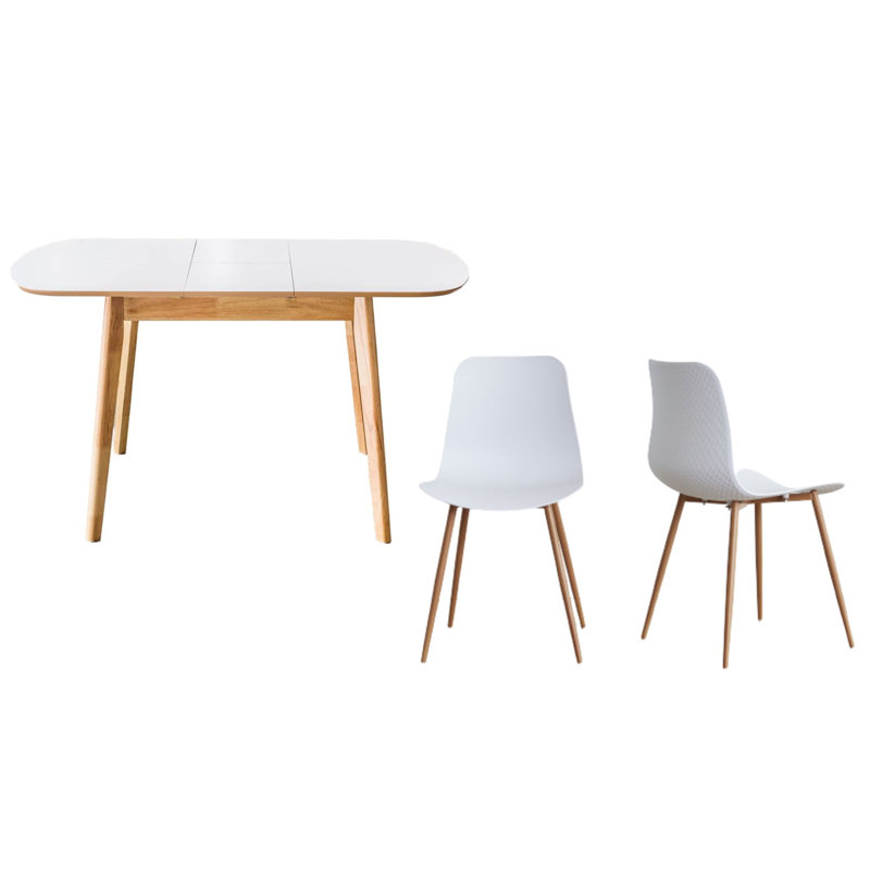 Abbey Extendable Table (106-136Cm) With White PU Talisa Dining Chairs- 4 Seater