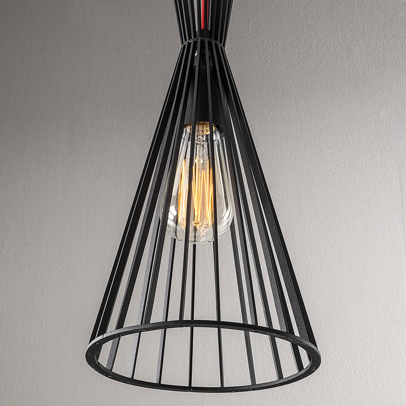 Modern Industrial Chandelier, Black Metal Body, 7.9 inches Diameter x 53.5 inches Height | E27 Socket Max 40W | Stylish Scandinavian Design, Perfect for Living Room & Dining Area | Durable & Elegant Lighting Solution