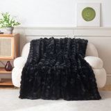 Ashford Home Plush Cascade Throw Blanket, Ultra-Soft Cozy Textured Accent, 50 x 60 Inches