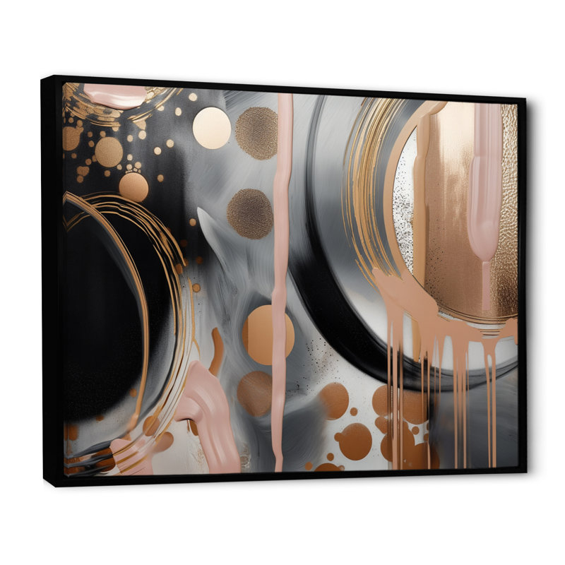 Or et marbré rose marbré Euphoria - salon abstrait art mural en marbre, H 24 po x l 32 po x P 1 po