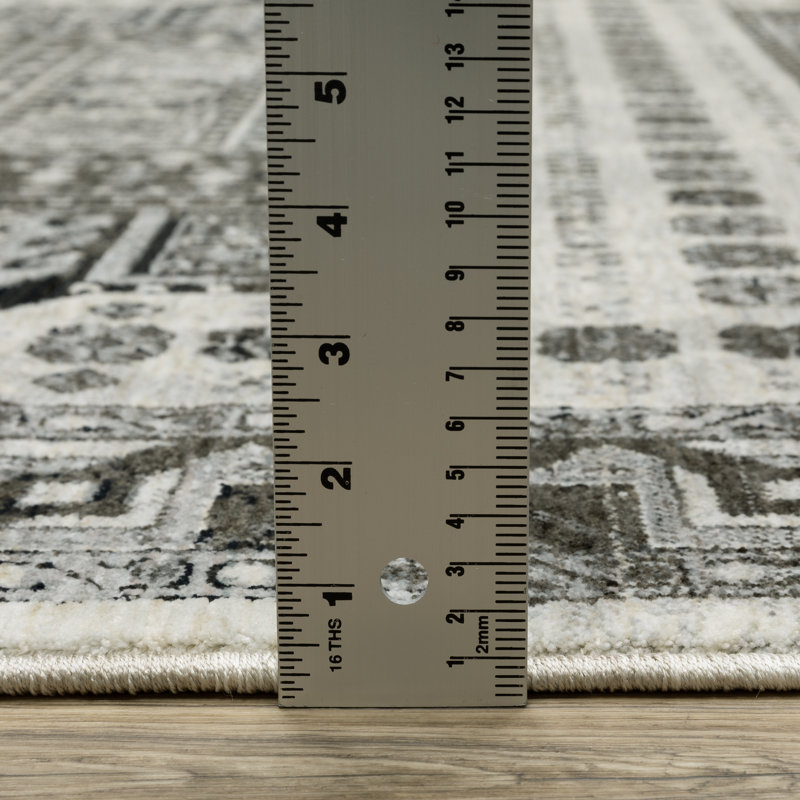 Tapis oriental noir / ivoire Aldred, Tapis de couloir 2 pi 3 po x 7 pi 6 po