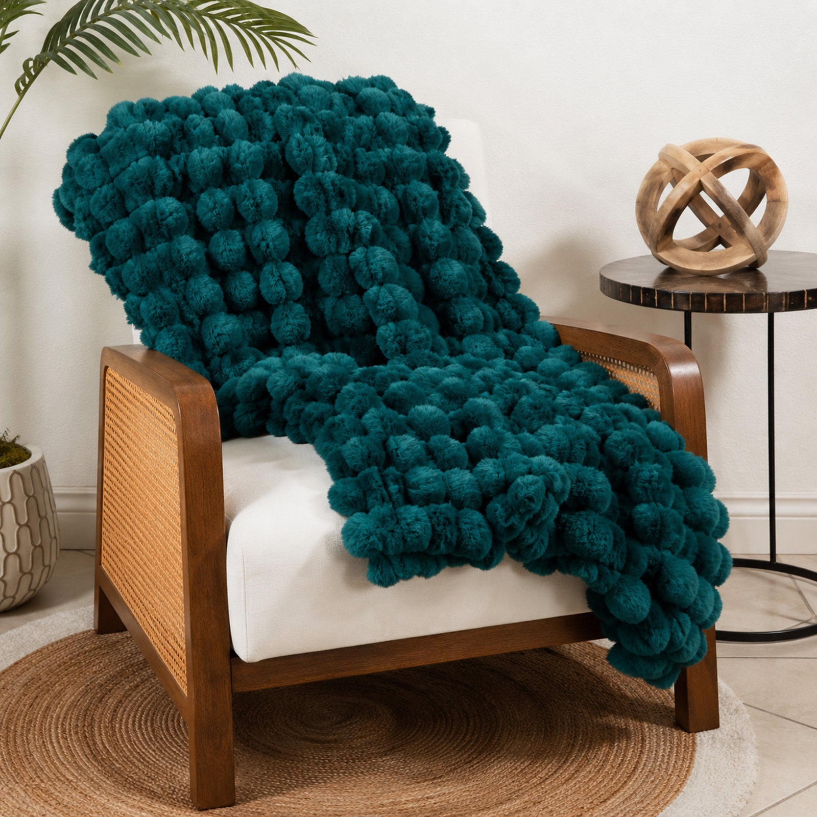 Faux Fur Throw Blanket, Green