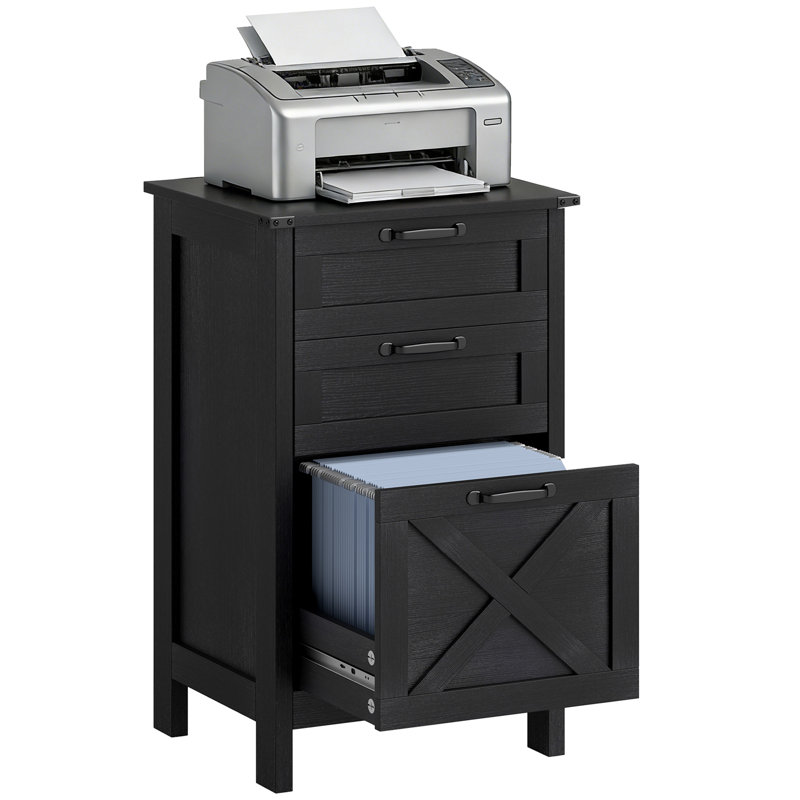 3 Drawer File Cabinet Filing Cabinet for A4 Letter Size Black,wood, Black