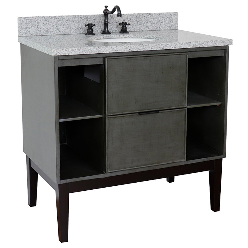 Ensemble de meuble-lavabo simple 37 po, Granit gris