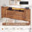 Farmhouse Queen Bed Frame with Headboard & Storage Cabinets, Wooden Platform Bed Frame with 4 Drawers, No Box Spring Needed, Brown-1091181471-1091181470