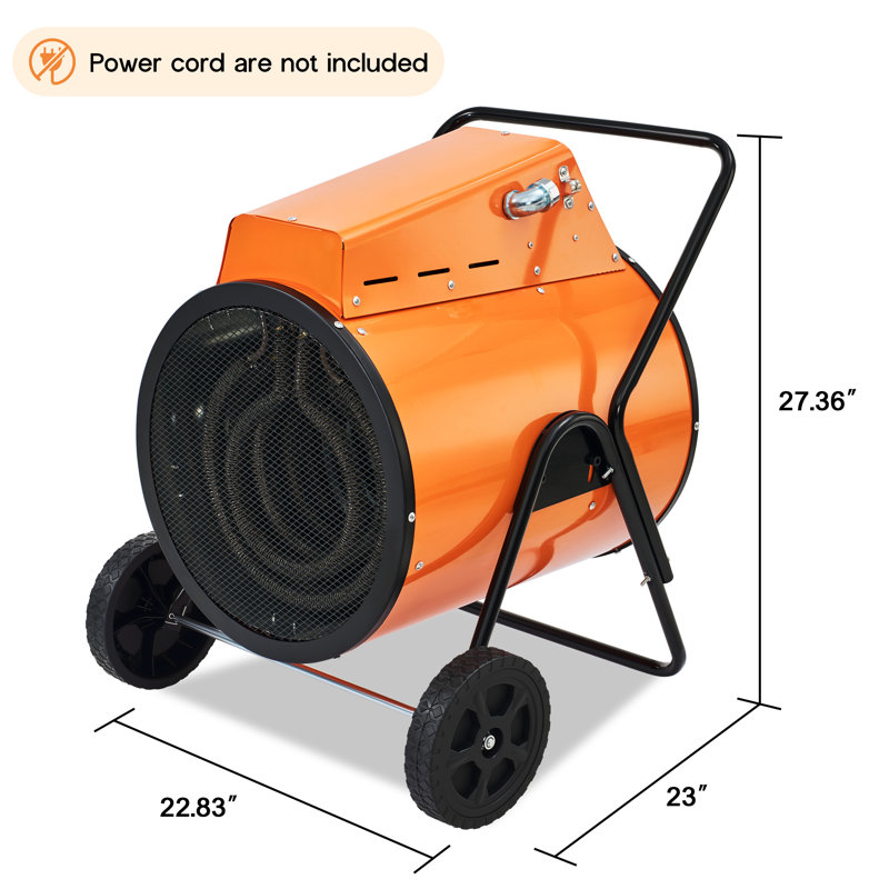 30 kW 480 V Portable Industrial Electric Garage Heater with Wheels – Forced-Air Shop Heater, Adjustable Controls & Overheat Protection