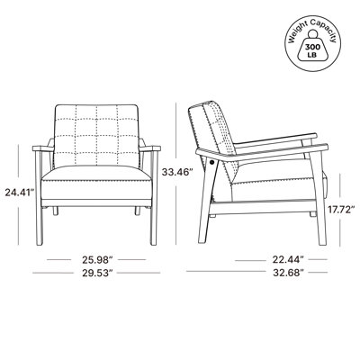 Lemley Mid Century Solid Wood Accent Chair Upholstered Armchair