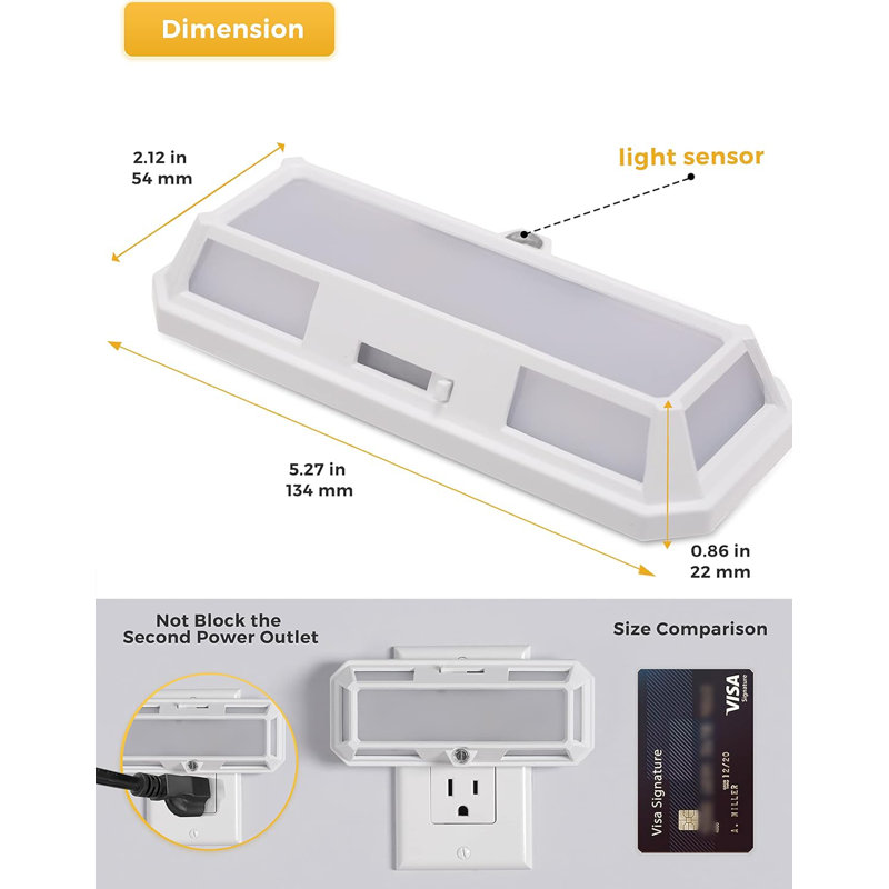 Oval White Plug-In Night Light With Motion Sensor, 5000K Daylight, 3-Level Dimmer
