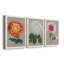 Chrysanthemum On Grey I - Ensemble de 3 peintures sur toile encadrées-431737099-431737096