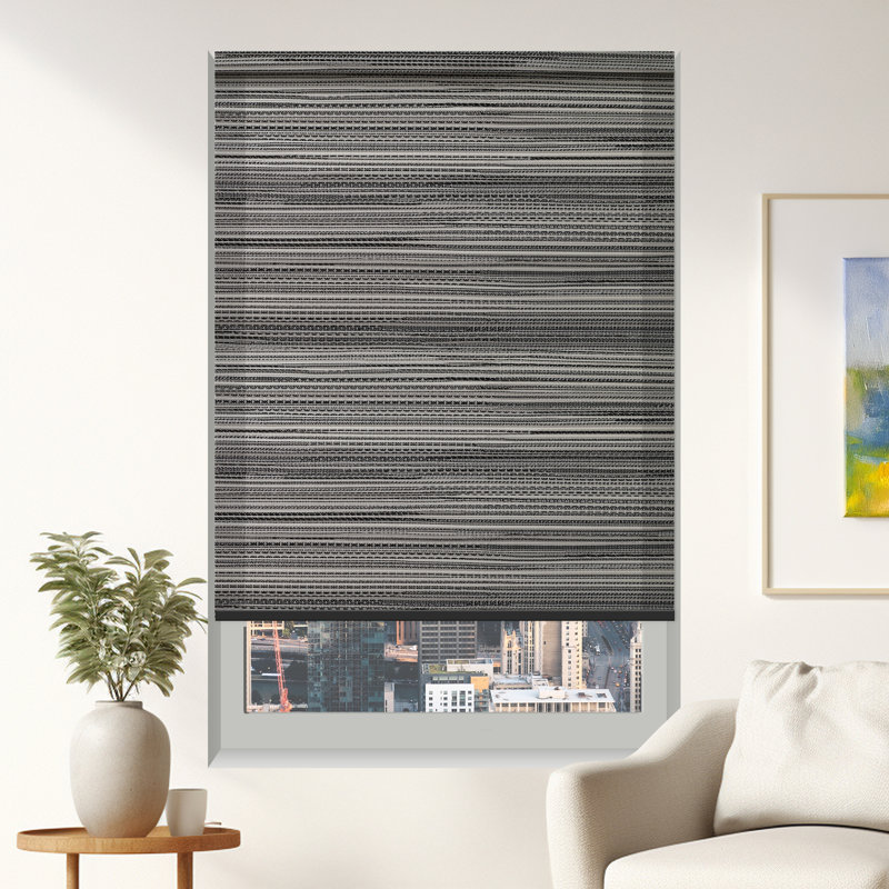 Rideau d'intimité à rayures naturelles, Moderne, L 54 po x L 84 po