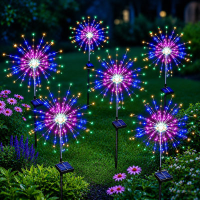 8 modes de feux d'artifice solaires et 120 lumières de paysage de jardin à DEL imperméables pour le décor des Fêtes