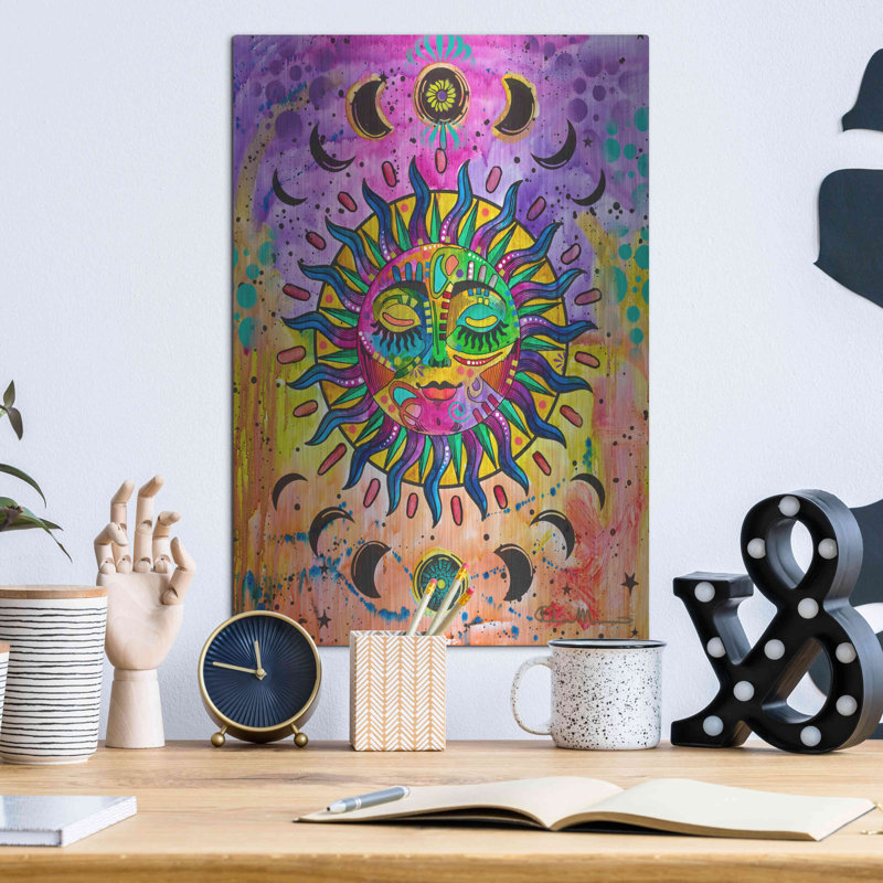Bungalow Bungalow «Sun» par Dean Russo, art mural en métal, H 16 po x l 12 po