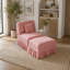 Canapé et repose-pieds 1 place en chenille rose avec accoudoirs à volants amovibles