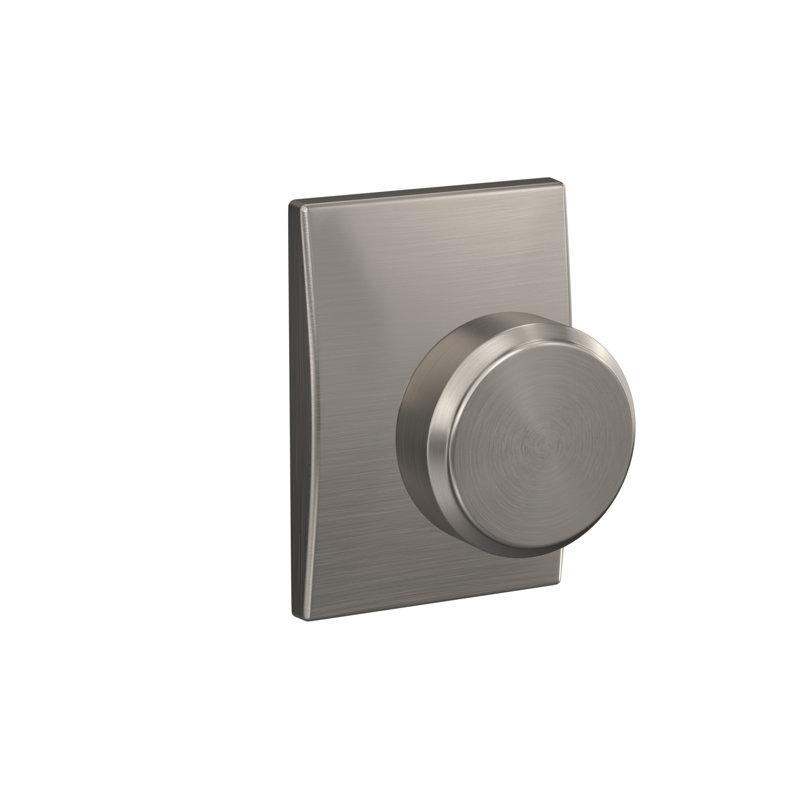 Bowery Non-Turning Knob with Century Trim, Satin Nickel, 5.16" H x 2.75" W x 2.72" D