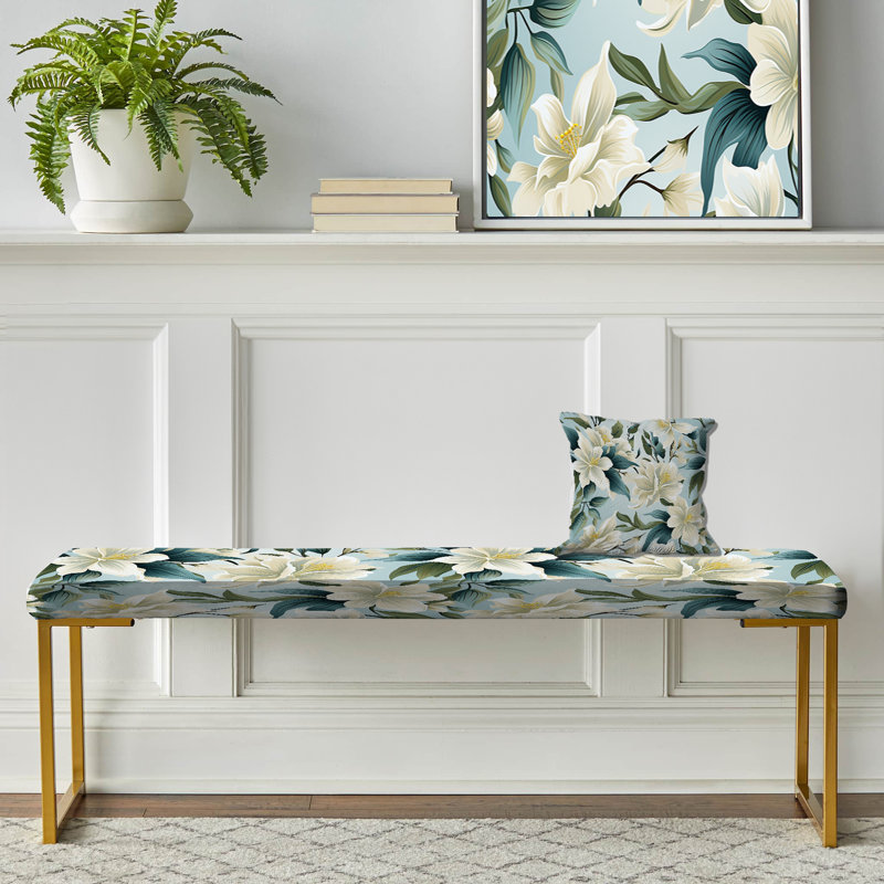 Banc tropical rembourré or, Coastal Neutrals Tropical Pattern II