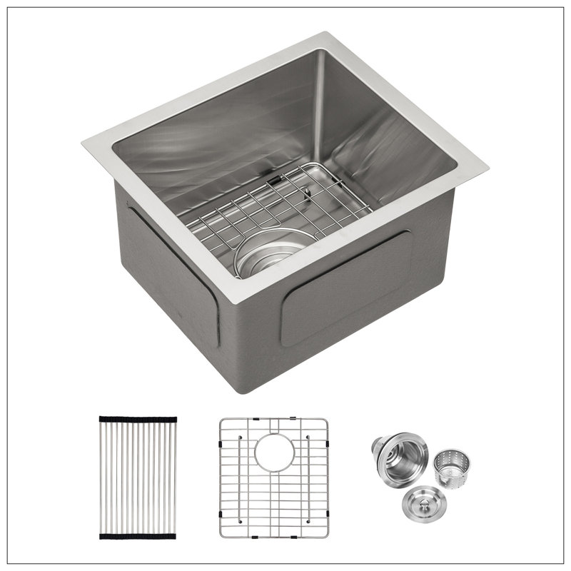 Évier de cuisine encastrable 13 po - 13 po x 15 po x 9 po - Évier de cuisine en acier inoxydable encastrable à profondeur unique de calibre 16 de 9 po