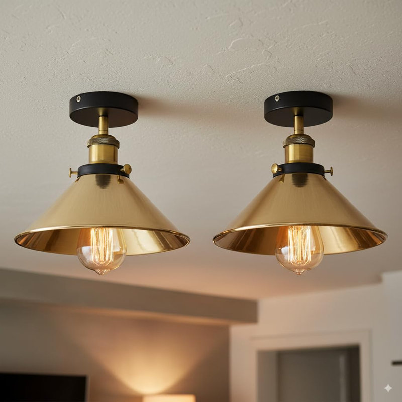 Semi Flush Mount, French Gold