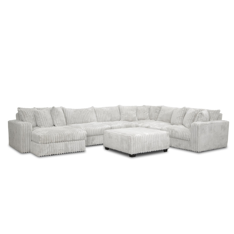 Luna MOD #504 4-Piece U-Shaped Sectional Sofa with Chaise Lounges & 8 Pillows - Cloud Comfort, Removable Covers