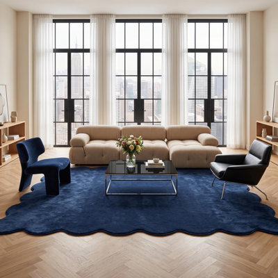 Tapis lavable antidérapant en molleton festonné pour le salon et la chambre