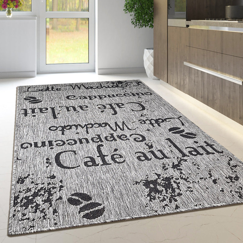 Non Slip Coffee Rug Flat Weave Kitchen Living Room Carpet, Grey, Rectangle 120 x 160 cm