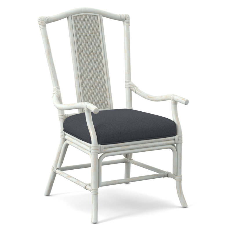 Drury Lane Slat Back Dining Arm Chair, Bisque, Snow Crypton Performance; 0884-91
