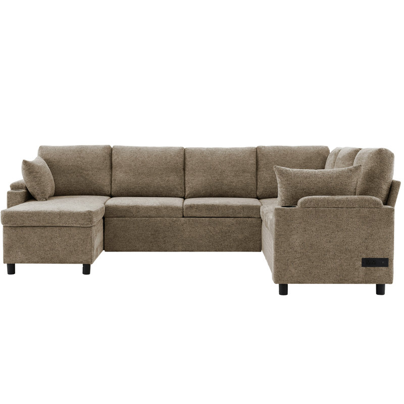 Canapé-lit modulaire polyvalent avec canapé-lit 109,9 po, Chenille brun