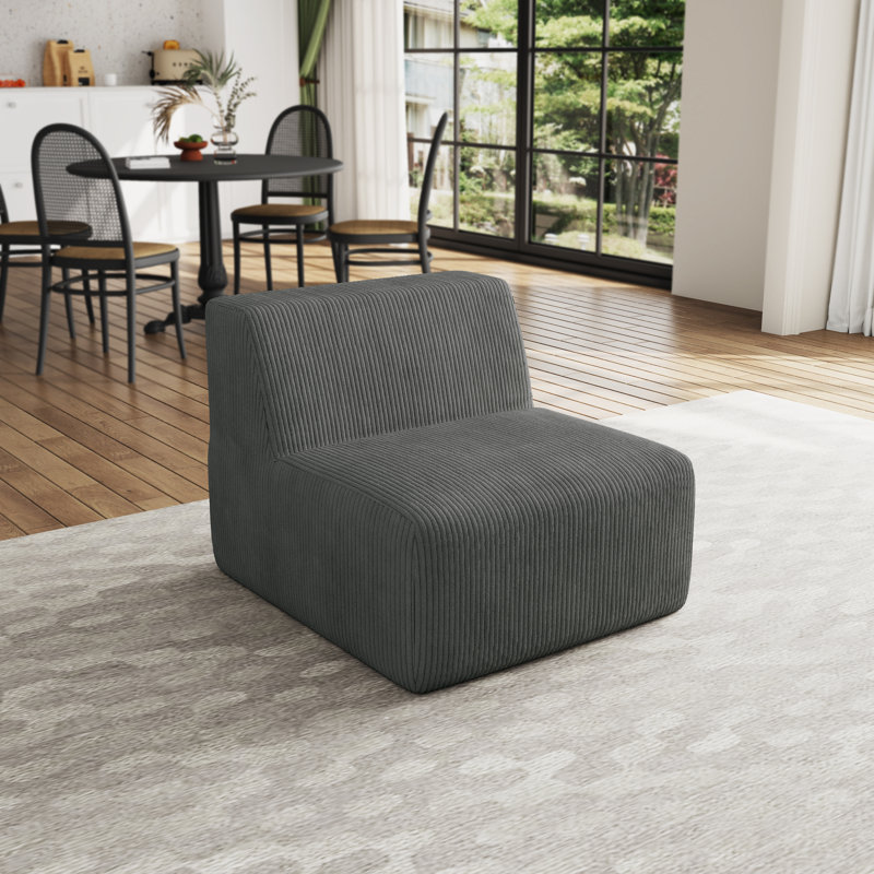 Berlare 87.9Cm Wide Armless Chair, Grey