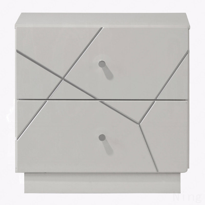 Table de chevet 1 pièce ultra moderne avec finition blanche et 2 tiroirs