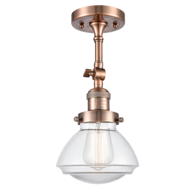 Plafonnier semi-encastré 1 lumière 6,75 po Chesterville, Transparent, Ampoule non incluse, Cuivre antique