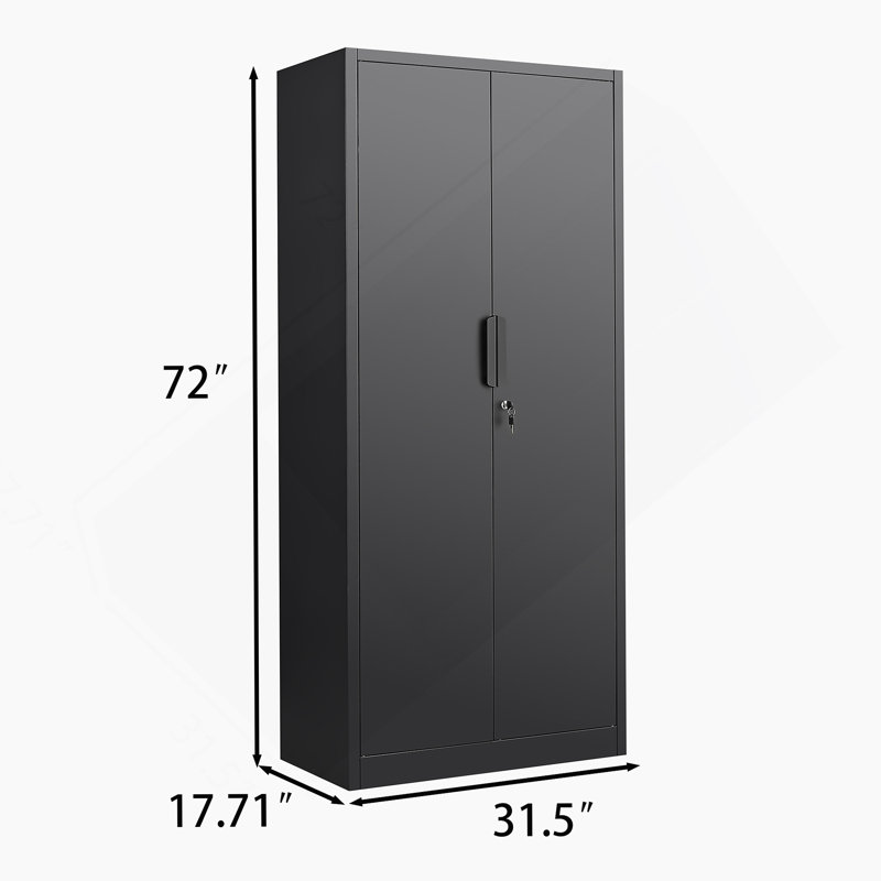 Armoire de rangement, classeur à 2 portes avec serrure, 4 tablettes réglables pour le bureau et la maison, Noir