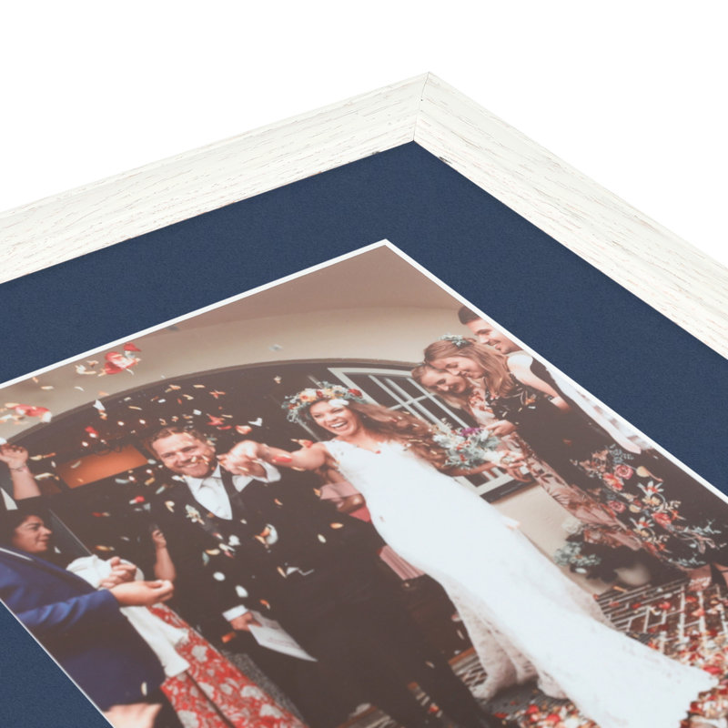 Cadre pour photo simple 3,5 po x 5 po en bois mat blanc, Bleu minuit