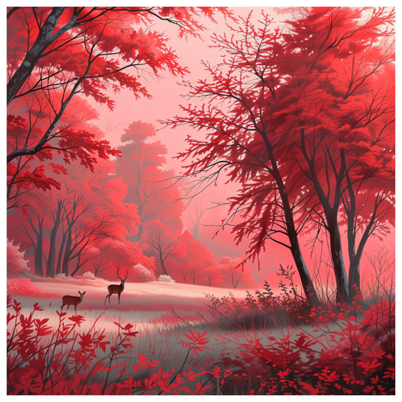 Red Autumn Forest Comforter, Queen