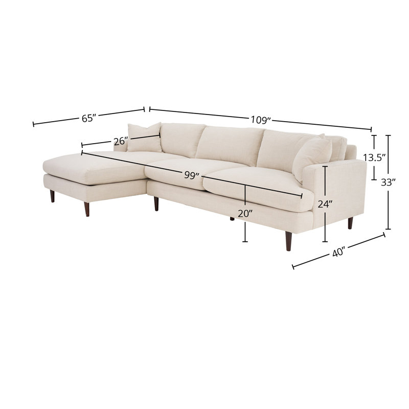 109" Wide Sectional Sofa, Right-Arm Facing, Left Hand Facing