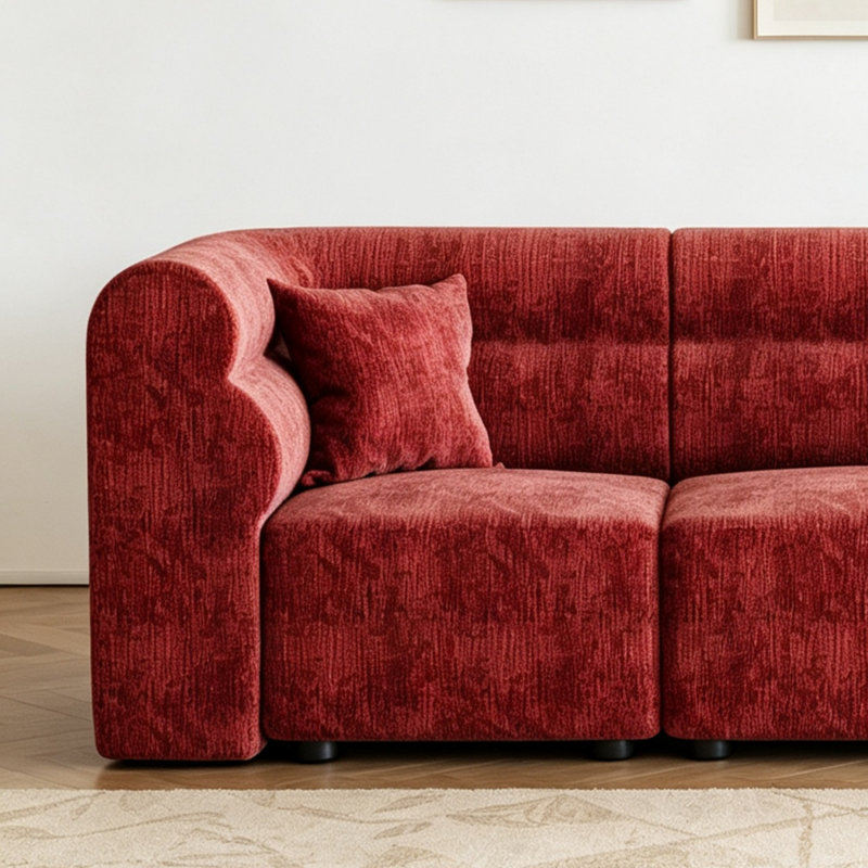 Canapé French Light Luxury, Chenille rouge