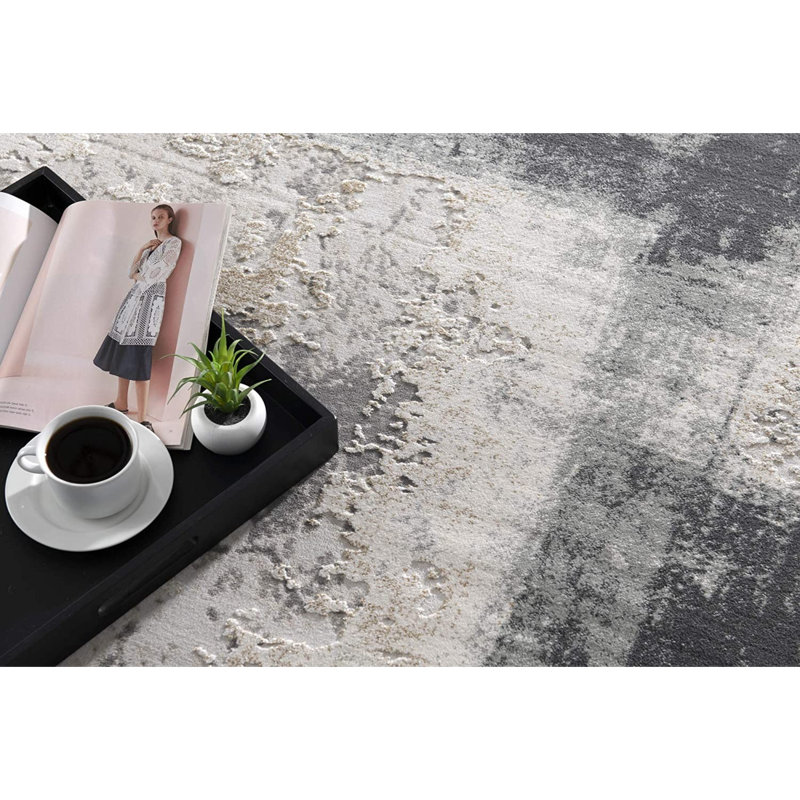 Tapis crème et gris, Rectangle 5 pi x 8 pi