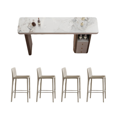 Italian rock slab saddle leather bar table