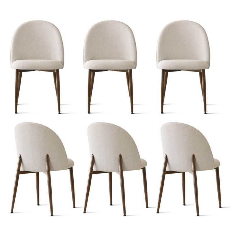 Jorge Upholstered Dining Chair With Metal Legs, Walnut, Beige